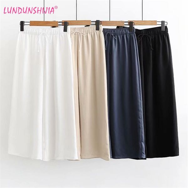 women's pants & capris lundunshijia 2021 summer women cuprammonium rayon wide leg casual loose high waist drawstring harem, Black;white
women's pants & capris lundunshijia 2021 summer women cuprammonium rayon wide leg casual loose high waist drawstring harem, Black;white