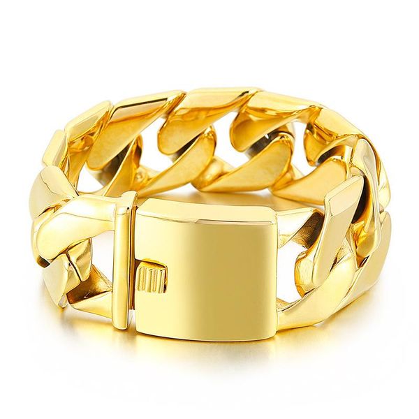 men's stainless steel jewelry european and american fashion gold 31mm wide domineering titanium hip hop bracelet link, chain, Black
men's stainless steel jewelry european and american fashion gold 31mm wide domineering titanium hip hop bracelet link, chain, Black