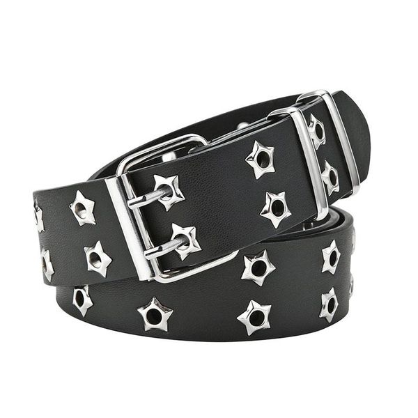 women fashion star eye double hole pin buckle waist belt jeans metal punk chain luxury belts pu leather, Black;brown
women fashion star eye double hole pin buckle waist belt jeans metal punk chain luxury belts pu leather, Black;brown