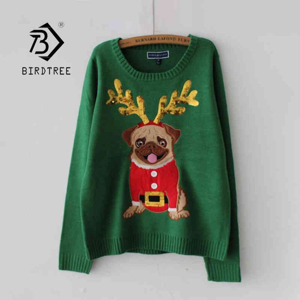 women ugly christmas sweater thick warm winter pullovers loose pug dog embroidery sequins full sleeve knitted girl t0n654t 210430, White;black
women ugly christmas sweater thick warm winter pullovers loose pug dog embroidery sequins full sleeve knitted girl t0n654t 210430, White;black