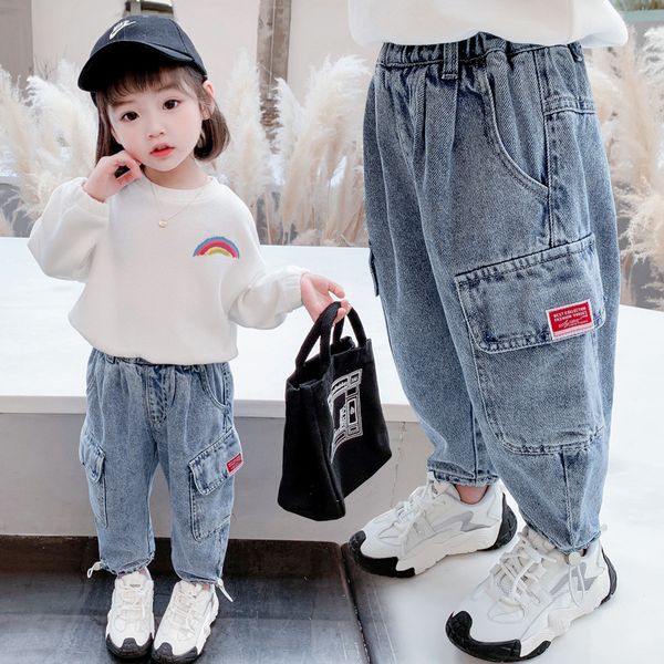 girls denim cargo pants solid elastic waist casual baby kids trousers spring and autumn childrens clothes for girl 0-7 years, Blue
girls denim cargo pants solid elastic waist casual baby kids trousers spring and autumn childrens clothes for girl 0-7 years, Blue