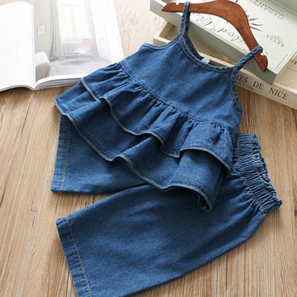 ruffles denim clothes set for toddler kids tank pants summer children girls spaghetti strap casual jeans clothing outfits sets, White
ruffles denim clothes set for toddler kids tank pants summer children girls spaghetti strap casual jeans clothing outfits sets, White