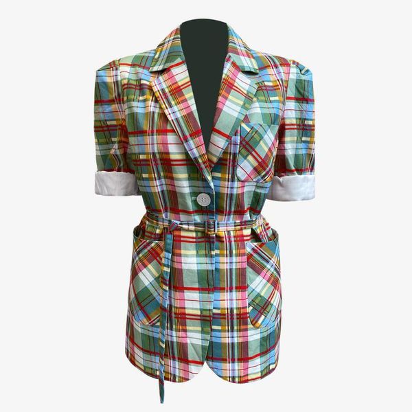 women skirt suits short sleeve blazer and set fashionable rainbow plaid autumn 2021 two piece dress, White
women skirt suits short sleeve blazer and set fashionable rainbow plaid autumn 2021 two piece dress, White