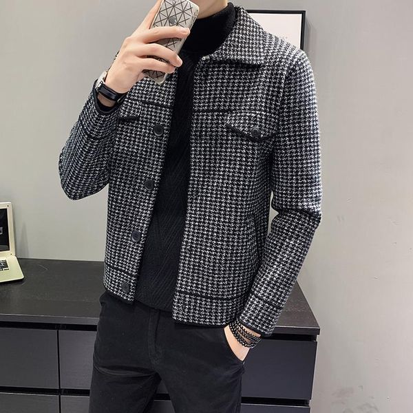men's wool & blends 2021 autumn winter plaid jackets men trench outwear casual slim fit thicker streetwear windbreaker woolen coat b472, Black
men's wool & blends 2021 autumn winter plaid jackets men trench outwear casual slim fit thicker streetwear windbreaker woolen coat b472, Black