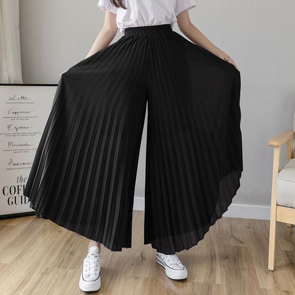 women spring summer pleated loose pants fashion female chiffon elastic waist skirt black blue wide leg femme women's & capris, Black;white
women spring summer pleated loose pants fashion female chiffon elastic waist skirt black blue wide leg femme women's & capris, Black;white