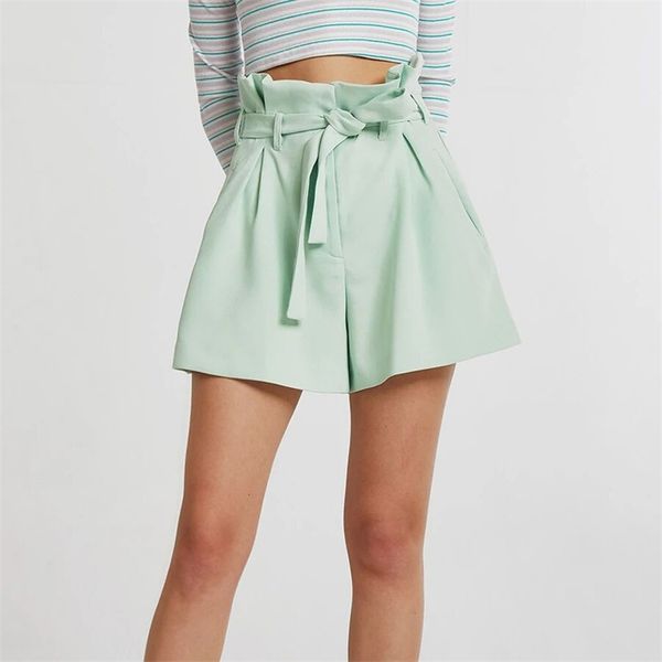 summer women's short casual solid color belt decoration pleated shorts 210430, White;black
summer women's short casual solid color belt decoration pleated shorts 210430, White;black
