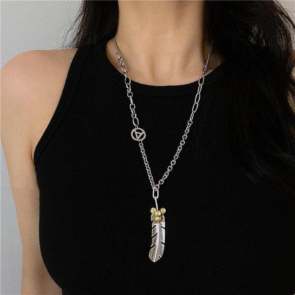 pendant necklaces origin summer hip hop metal feather necklace for women punk gold color bear head long personality accessories, Silver
pendant necklaces origin summer hip hop metal feather necklace for women punk gold color bear head long personality accessories, Silver