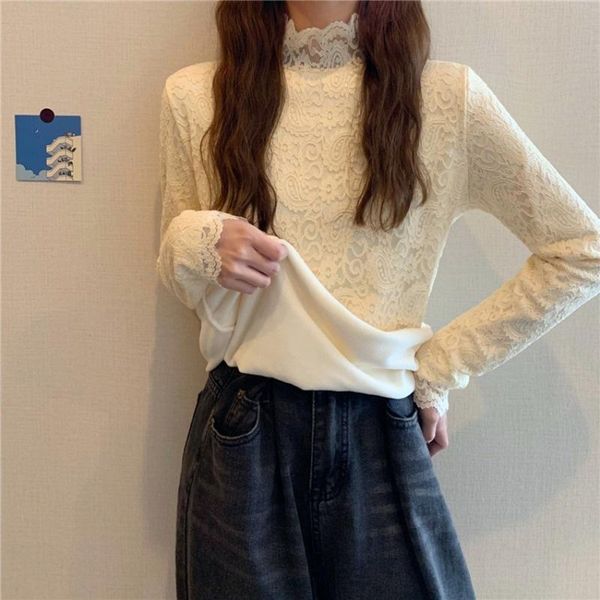 women's sweaters half high collar with velvet lace bottoming shirt spring and autumn winter sweater women, White;black
women's sweaters half high collar with velvet lace bottoming shirt spring and autumn winter sweater women, White;black