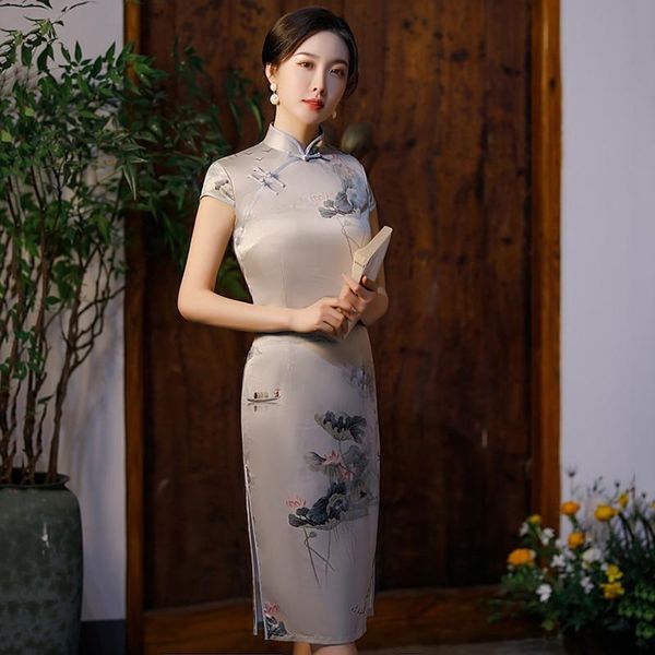 summer short sleeve women elegant qipao gray vintage slim cheongsam exquisite button trim chinese tradition dress -4xl ethnic clothing, Red
summer short sleeve women elegant qipao gray vintage slim cheongsam exquisite button trim chinese tradition dress -4xl ethnic clothing, Red