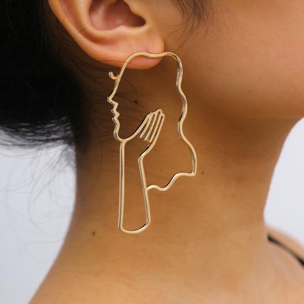 retro face symmetry gold metal bohemian dangle earrings for women & chandelier, Silver
retro face symmetry gold metal bohemian dangle earrings for women & chandelier, Silver