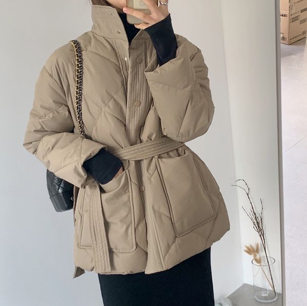 winter parkas thick cotton padded coats women single-breasted zippers lace-up parkas stand collar female jackets, Black
winter parkas thick cotton padded coats women single-breasted zippers lace-up parkas stand collar female jackets, Black