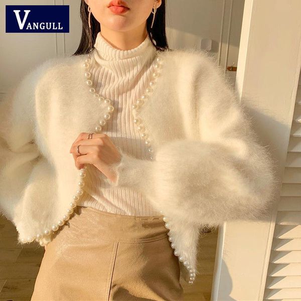 women's knits & tees vangull fashion pearls women cardigans sweater winter imitation mink cashmere loose long sleeve knitted ladies, White
women's knits & tees vangull fashion pearls women cardigans sweater winter imitation mink cashmere loose long sleeve knitted ladies, White