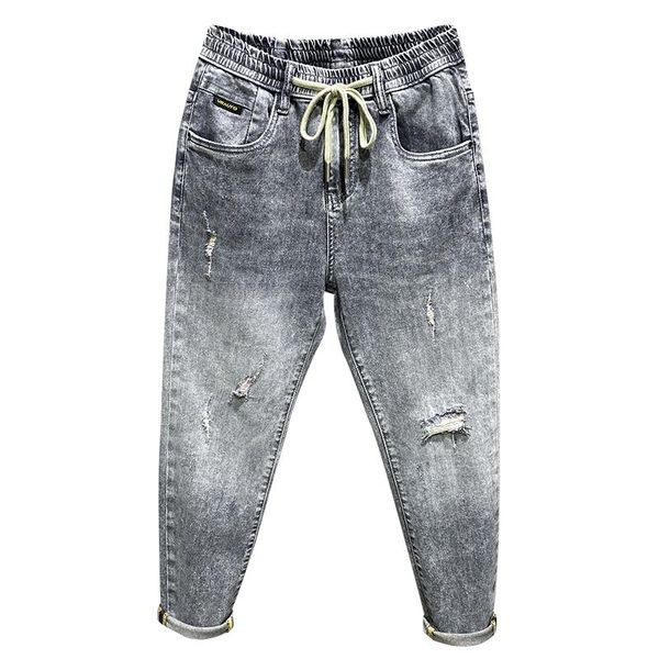 men's jeans mens ripped grey stretch distressed broken holes streetwear cropped pants denim elastic waist and baggy leg hip hop, Blue
men's jeans mens ripped grey stretch distressed broken holes streetwear cropped pants denim elastic waist and baggy leg hip hop, Blue