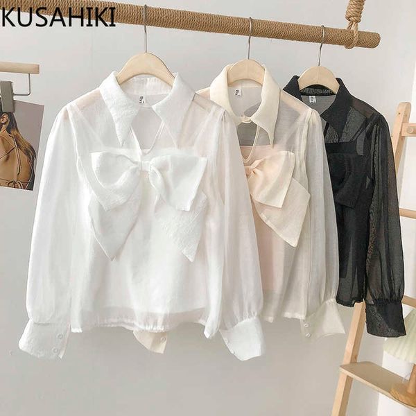 spring korean sweet mesh blouses bowknot hollow-out turn-down collar shirt women blusas with camis 6f621 210603, White
spring korean sweet mesh blouses bowknot hollow-out turn-down collar shirt women blusas with camis 6f621 210603, White