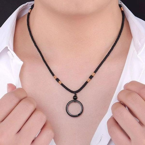 pendant necklaces 2021 fashion natural black ring manual rope women men necklace jewelry for gift dropship, Silver
pendant necklaces 2021 fashion natural black ring manual rope women men necklace jewelry for gift dropship, Silver