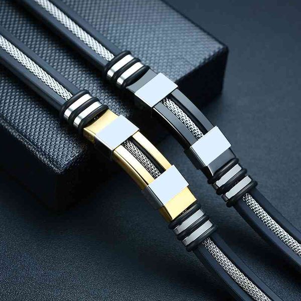 vnox stainless steel bracelet men wrist band black grooved rudder silicone mesh link insert punk wristband stylish casual bangle, Red;brown
vnox stainless steel bracelet men wrist band black grooved rudder silicone mesh link insert punk wristband stylish casual bangle, Red;brown