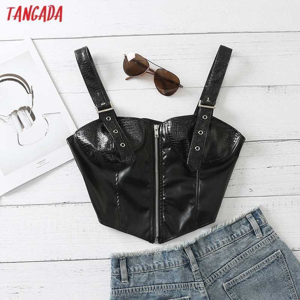 tangada women black faux leather patchwork bralette camis crop strap sleeveless backless short shirts female am15 210609, White
tangada women black faux leather patchwork bralette camis crop strap sleeveless backless short shirts female am15 210609, White