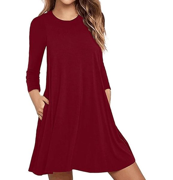 casual dresses autumn dress women's long-sleeved round neck solid color pocket stitching a line, Black;gray
casual dresses autumn dress women's long-sleeved round neck solid color pocket stitching a line, Black;gray