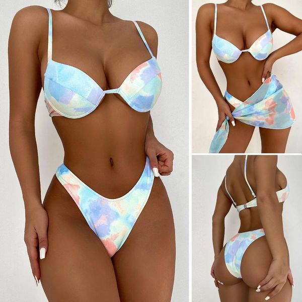 women's swimwear 2021 summer style tie-dye bikini sets push-up padded bra swimsuit bathing suit beachwear costume, White;black
women's swimwear 2021 summer style tie-dye bikini sets push-up padded bra swimsuit bathing suit beachwear costume, White;black