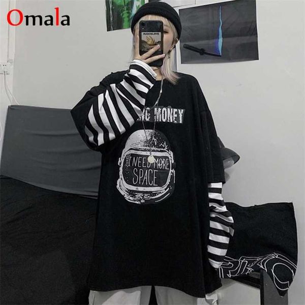 autumn tshirt casual letter print o-neck stripe tees creativity loose t-shirts women long sleeve oversize hip hop streetwear 211110, White
autumn tshirt casual letter print o-neck stripe tees creativity loose t-shirts women long sleeve oversize hip hop streetwear 211110, White