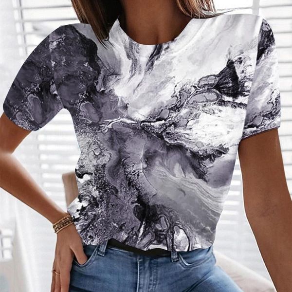 women's blouses & shirts women blouse casual sea wave tie-dye print short sleeve o-neck and vintage fashion blusas camisas de mujer, White
women's blouses & shirts women blouse casual sea wave tie-dye print short sleeve o-neck and vintage fashion blusas camisas de mujer, White