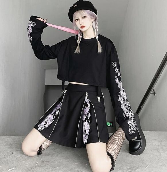 skirts women black harajuku dragon pattern retro embroidery pleated summer fashion button a-line mini jk yag6
skirts women black harajuku dragon pattern retro embroidery pleated summer fashion button a-line mini jk yag6