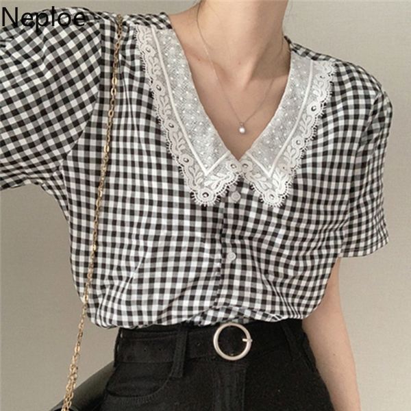 neploe blusas mujer de moda peter pan collar plaid patchwork lace blouses women sweet lace summer puff sleeve shirt 210422, White
neploe blusas mujer de moda peter pan collar plaid patchwork lace blouses women sweet lace summer puff sleeve shirt 210422, White