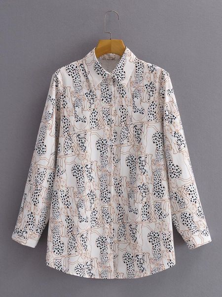 women's polos 2021 european and american style autumn printed animal pattern loose long-sleeved shirt, White
women's polos 2021 european and american style autumn printed animal pattern loose long-sleeved shirt, White