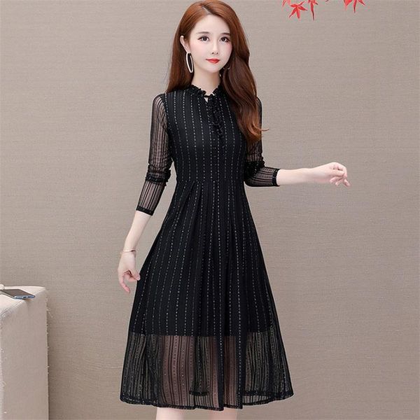casual dresses women 2021 spring autumn elegant mesh lace embroidered dress female long sleeve party slim hollow out vestidos t425, Black;gray
casual dresses women 2021 spring autumn elegant mesh lace embroidered dress female long sleeve party slim hollow out vestidos t425, Black;gray