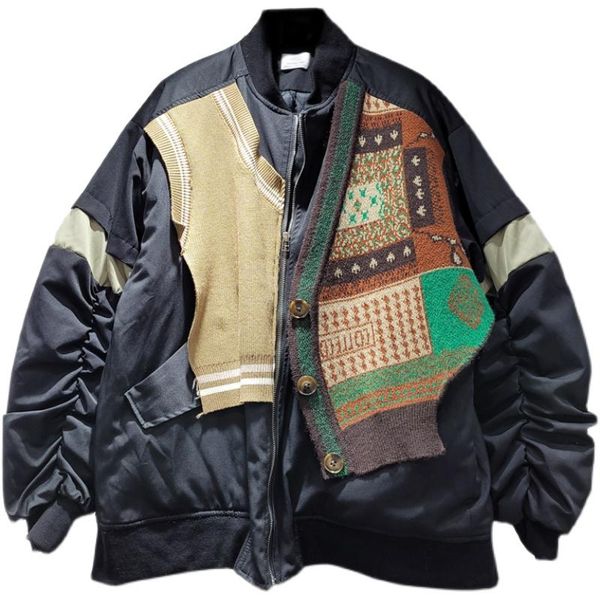 women's jackets 2021 autumn fashion patchwork short jacket female bat sleeves stitching knitted zip baseball uniform for women coat, Black;brown
women's jackets 2021 autumn fashion patchwork short jacket female bat sleeves stitching knitted zip baseball uniform for women coat, Black;brown