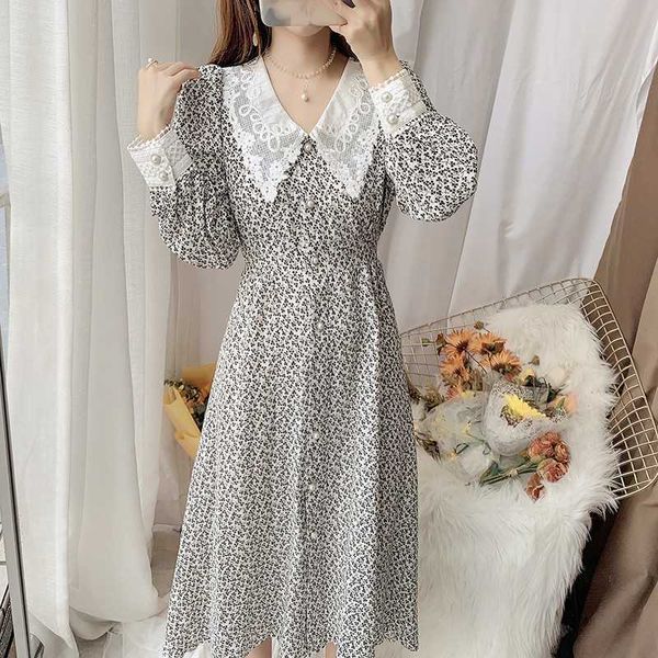 women's long sleeve floral chiffon dress spring lace turn down single breasted casual party dresses female vestidos 210526, Black;gray
women's long sleeve floral chiffon dress spring lace turn down single breasted casual party dresses female vestidos 210526, Black;gray