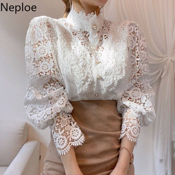 neploe korean women's blouses white shirt lace elegant blouse woman clothing stand neck puff sleeve blusas mujer 210422
neploe korean women's blouses white shirt lace elegant blouse woman clothing stand neck puff sleeve blusas mujer 210422