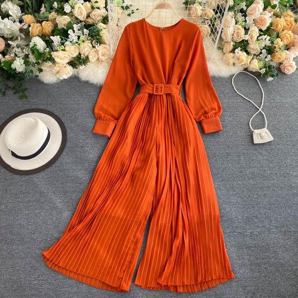 autumn elegant solid jumpsuits women office lady long sleeve with belt o neck pleated wide leg trousers women's & rompers, Black;white
autumn elegant solid jumpsuits women office lady long sleeve with belt o neck pleated wide leg trousers women's & rompers, Black;white