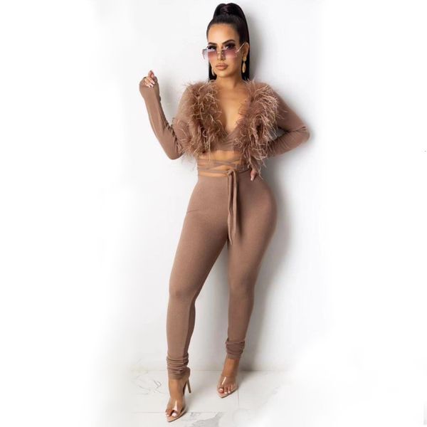 tracksuits brown long sleeve feathers two pieces rayon bandage evening party fashion set, Gray
tracksuits brown long sleeve feathers two pieces rayon bandage evening party fashion set, Gray