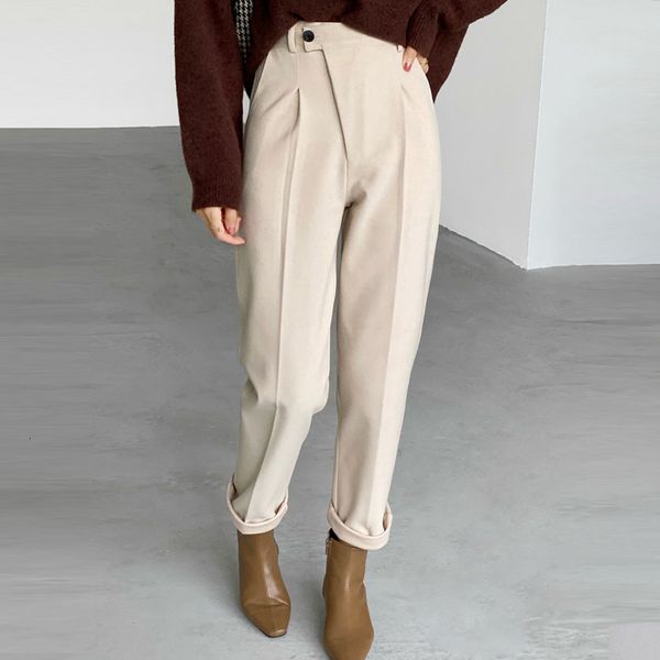 women's pants & capris autumn winter high waisted straight woolen woman harem solid color casual loose thick ankle-length trousers, Black;white
women's pants & capris autumn winter high waisted straight woolen woman harem solid color casual loose thick ankle-length trousers, Black;white