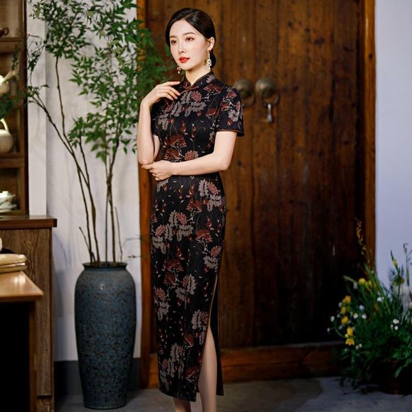 black retro print long cheongsam female mandarin collar exquisite traditional chinese dress slim elegant qipao -xxxl ethnic clothing, Red
black retro print long cheongsam female mandarin collar exquisite traditional chinese dress slim elegant qipao -xxxl ethnic clothing, Red