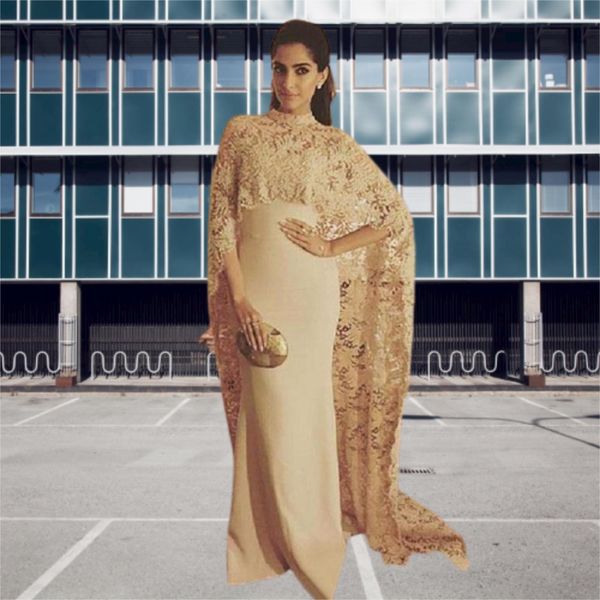abulous lace stretch satin high collar saudi arabia style evening dresses with long wrap champagne prom gowns vestidos, Black
abulous lace stretch satin high collar saudi arabia style evening dresses with long wrap champagne prom gowns vestidos, Black
