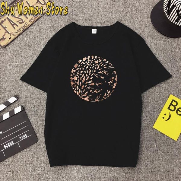 summer glitter bronzing leaf women t shirt print black graphic tees streetwear harajuku female, White
summer glitter bronzing leaf women t shirt print black graphic tees streetwear harajuku female, White