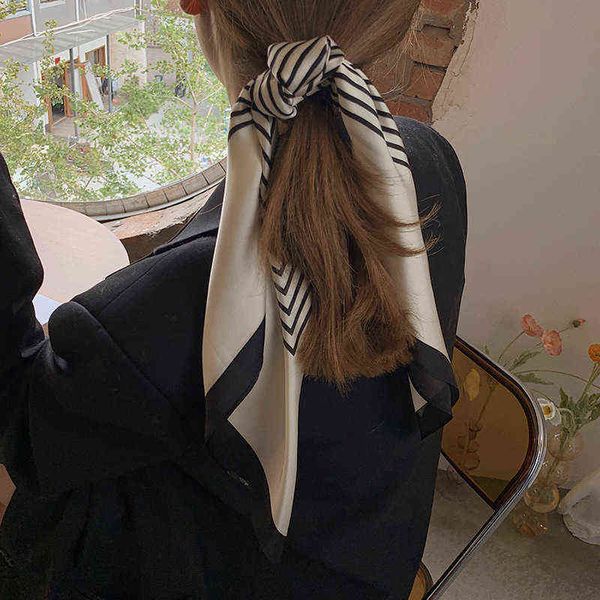 scarves black and white stripe 90 square scarf korean fashion classic versatile hair accsori women's silk scarf binding bag large, Blue;gray
scarves black and white stripe 90 square scarf korean fashion classic versatile hair accsori women's silk scarf binding bag large, Blue;gray