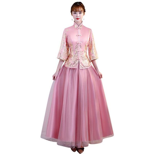 bridesmaid exquisite appliques lady chinese dresses vintage mandarin collar mesh gown full sleeve marry sister group qipao skirt ethnic clot, Red
bridesmaid exquisite appliques lady chinese dresses vintage mandarin collar mesh gown full sleeve marry sister group qipao skirt ethnic clot, Red