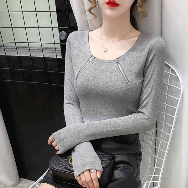 women's t-shirt shintimes o-neck t women zipper cotton long sleeve womens fall woman clothes female tee femme ykaf, White
women's t-shirt shintimes o-neck t women zipper cotton long sleeve womens fall woman clothes female tee femme ykaf, White