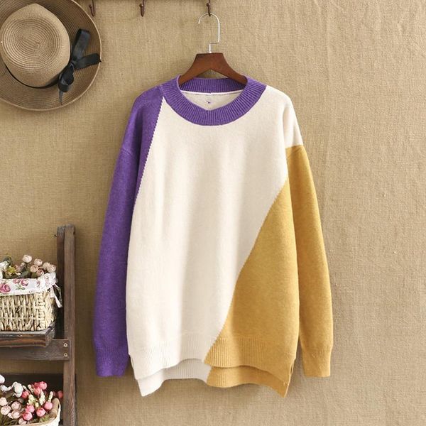 plus size t-shirt sweater for women color geometric contrast stitching long sleeve adding fertilizer fat lady' wear, Black
plus size t-shirt sweater for women color geometric contrast stitching long sleeve adding fertilizer fat lady' wear, Black
