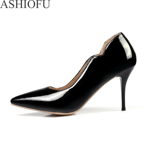 dress shoes ashiofu handmade ladies high heel pumps little-cut office party fashion stiletto evening court six colors, Black 
dress shoes ashiofu handmade ladies high heel pumps little-cut office party fashion stiletto evening court six colors, Black