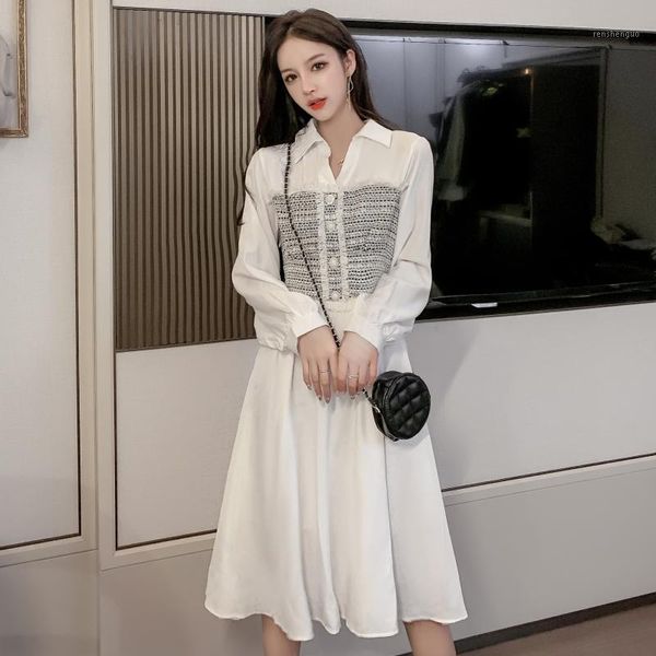 fall chiffon knee length shirt dress tweed patchwork long sleeve turn down collar autumn spring chic white casual dresses, Black;gray
fall chiffon knee length shirt dress tweed patchwork long sleeve turn down collar autumn spring chic white casual dresses, Black;gray