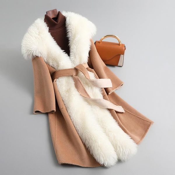 women's wool & blends winter fashion coats lady arrivals streetwear elegant fur trench real lamb jacket overcoat qn3678, Black
women's wool & blends winter fashion coats lady arrivals streetwear elegant fur trench real lamb jacket overcoat qn3678, Black