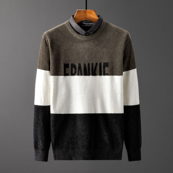 sweater knit 2021 spring and autumn fake two piece men's pullover shirt fashion trend jacquard casual men, White;black
sweater knit 2021 spring and autumn fake two piece men's pullover shirt fashion trend jacquard casual men, White;black