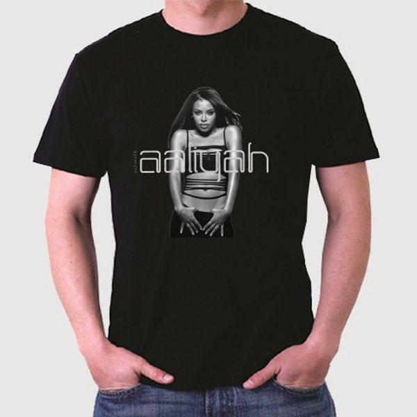 Aaliyah Ultimate Aaliyah Logo Men's Black T-Shirt Size S to 3XL, White;black
