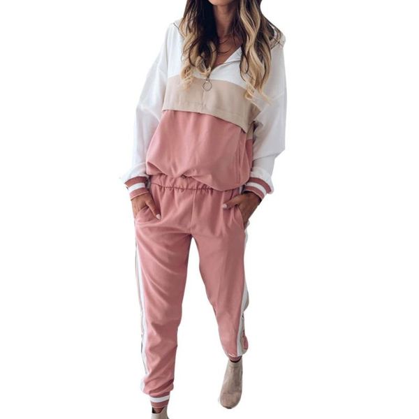 two piece dress 2021 2pcs sport women color bl ock zip hoodie elastic waist ankle tied pants tracksuit, White
two piece dress 2021 2pcs sport women color bl ock zip hoodie elastic waist ankle tied pants tracksuit, White