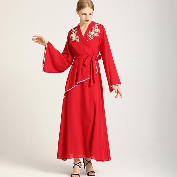 ethnic clothing style spring and summer dress embroidery long skirt trumpet sleeve temperament women's abaya muslim, Red
ethnic clothing style spring and summer dress embroidery long skirt trumpet sleeve temperament women's abaya muslim, Red
