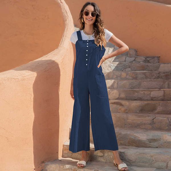 vintage long jumpsuits women sleeveless straps button pocket overalls summer wide leg trousers solid romper casual playsuit 210526, Black;white
vintage long jumpsuits women sleeveless straps button pocket overalls summer wide leg trousers solid romper casual playsuit 210526, Black;white